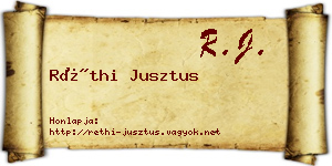 Réthi Jusztus névjegykártya